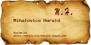 Mihalovics Harald névjegykártya